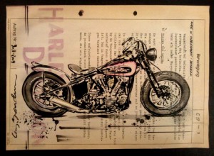 vintage motorcycle drawing