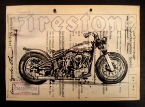 vintage motorcycle drawing