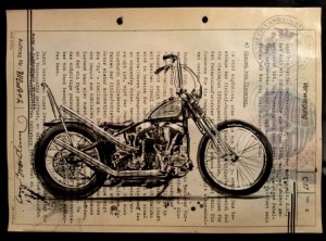 vintage motorcycle drawing