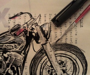 vintage motorcycle drawing